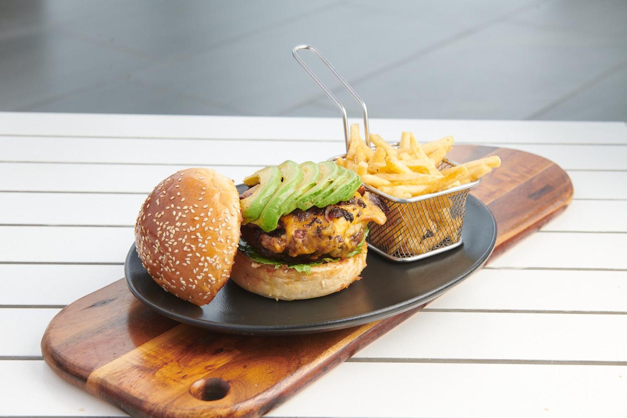 The Capital Pearls Hotel Durban Kültér fotó A vegan burger with avocado and chips